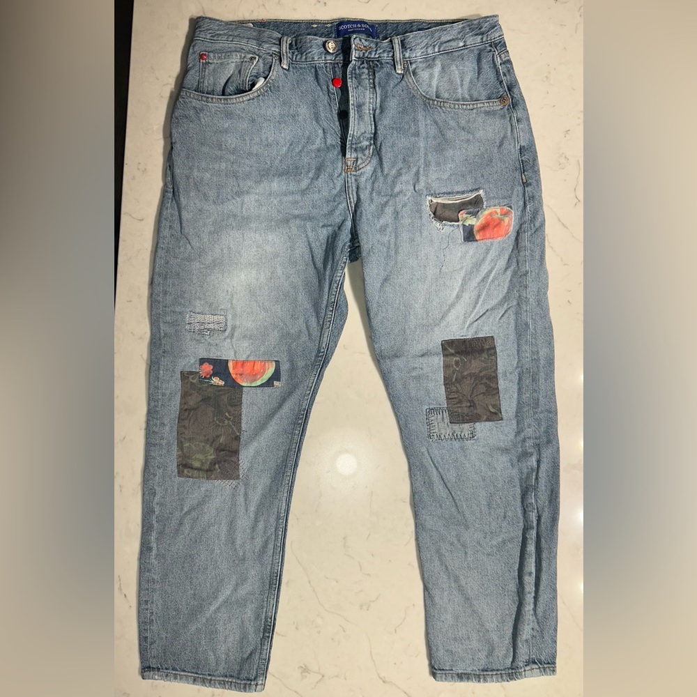 Scotch & Soda Light Blue Patchwork Men's Jeans
